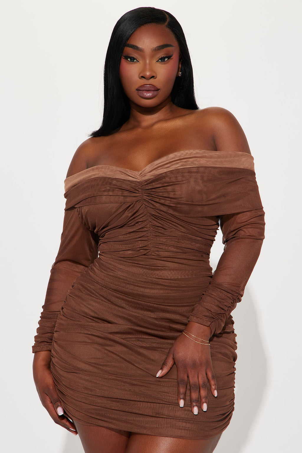 Coco Mesh Mini Dress - Chocolate