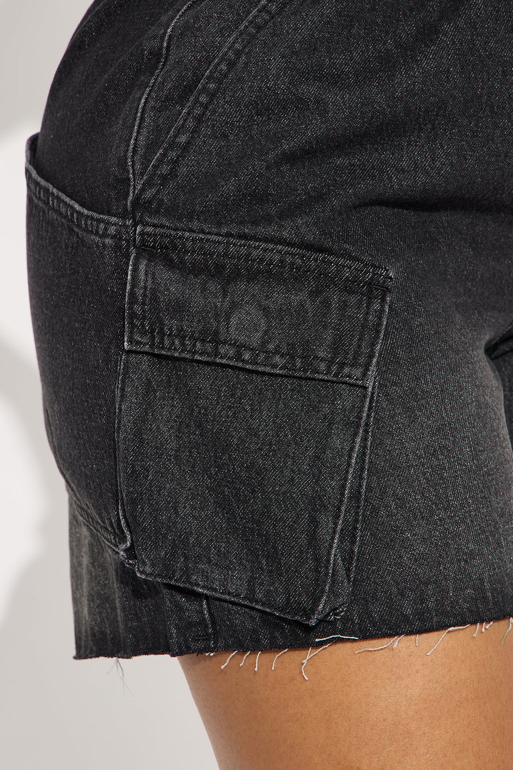 Easy Vibe Cargo Cut Off Denim Shorts - Black Wash