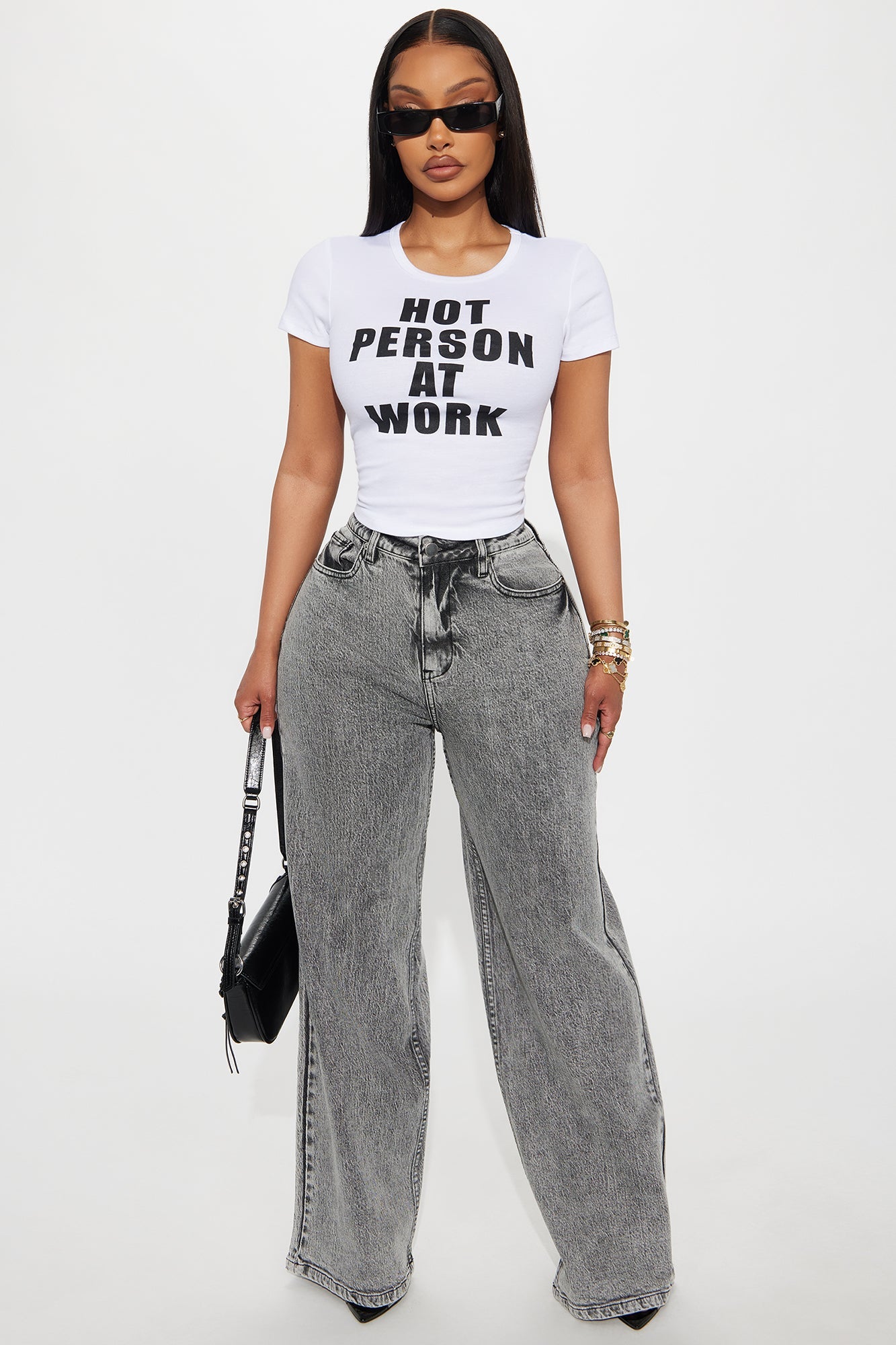 Zora Acid Wash Wide Leg Jeans - Acid Wash Grey