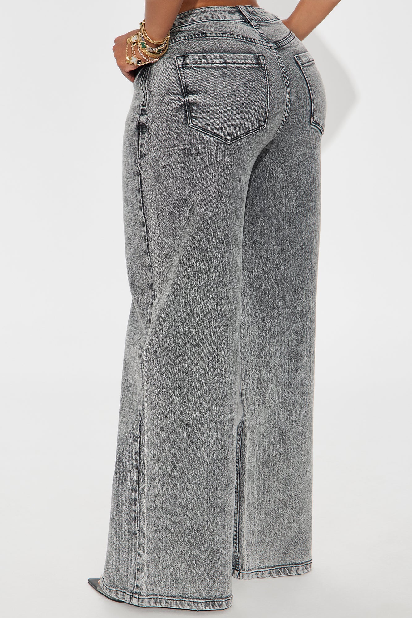 Zora Acid Wash Wide Leg Jeans - Acid Wash Grey