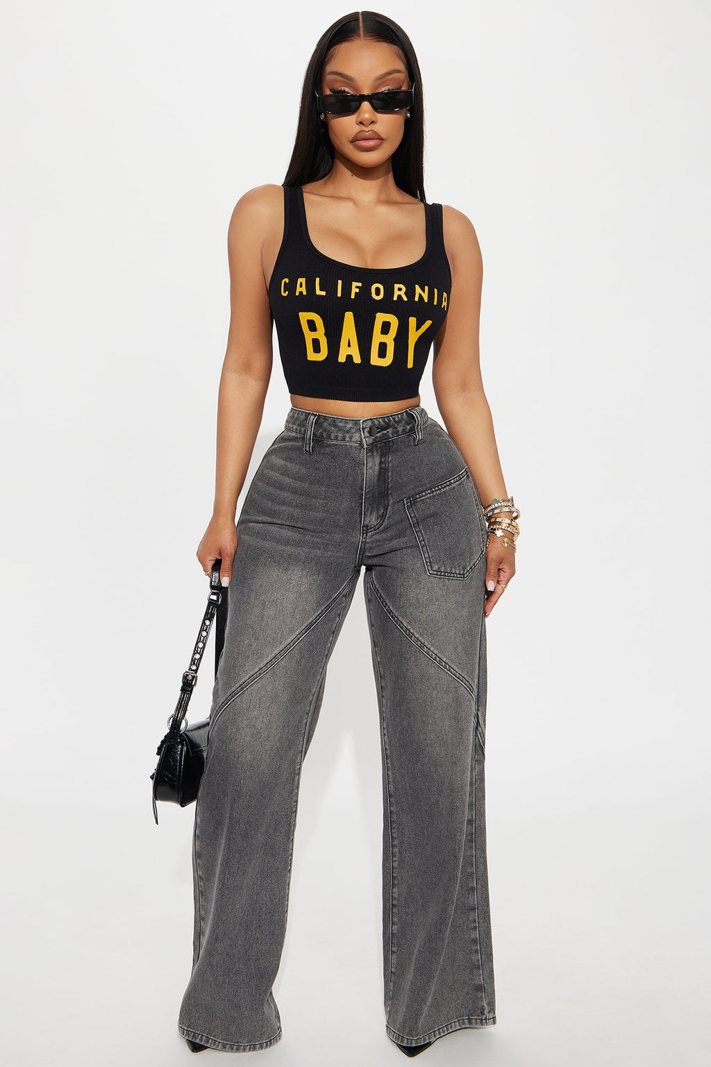Forget Me Not Wide Leg Jeans - Black Wash