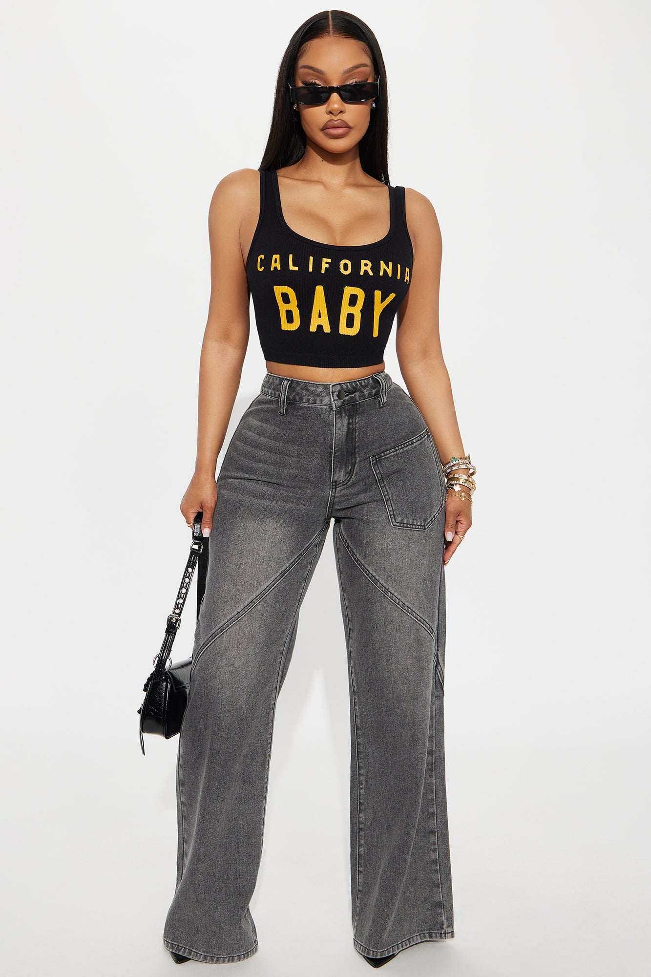 Forget Me Not Wide Leg Jeans - Black Wash