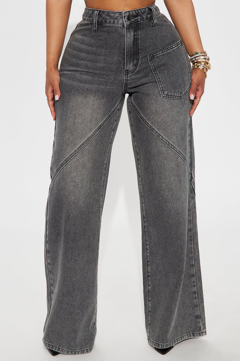 Forget Me Not Wide Leg Jeans - Black Wash