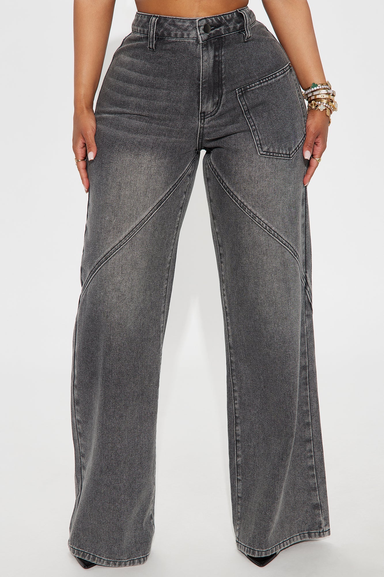 Forget Me Not Wide Leg Jeans - Black Wash