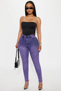Out The Door High Waist Skinny Jeans - Purple