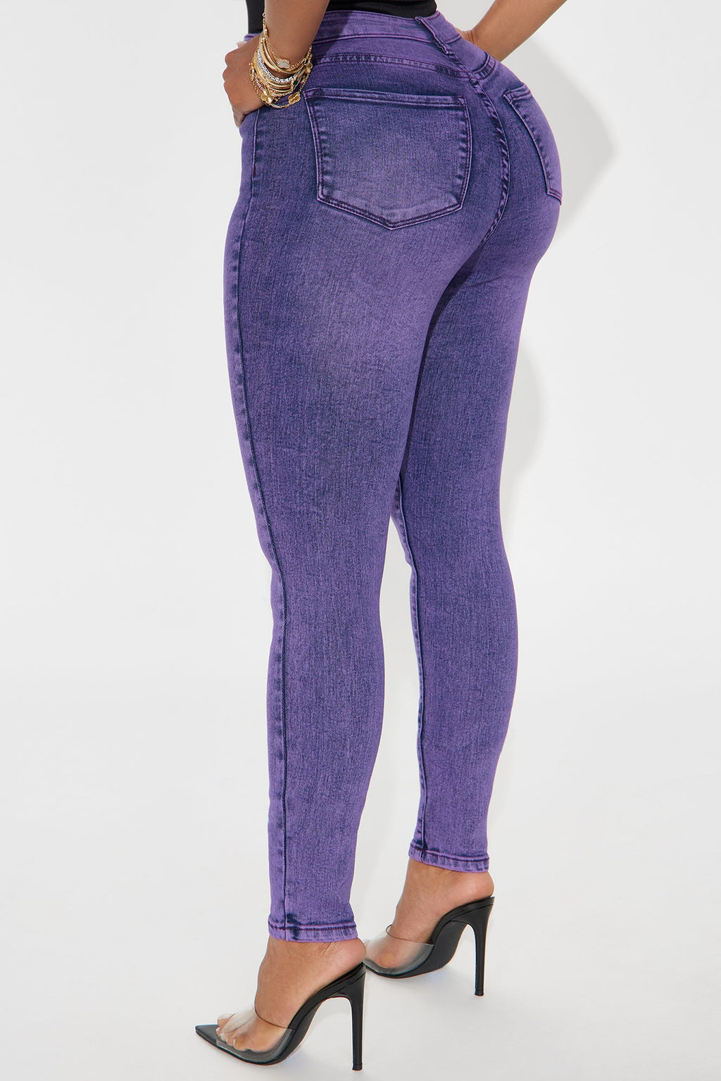 Out The Door High Waist Skinny Jeans - Purple