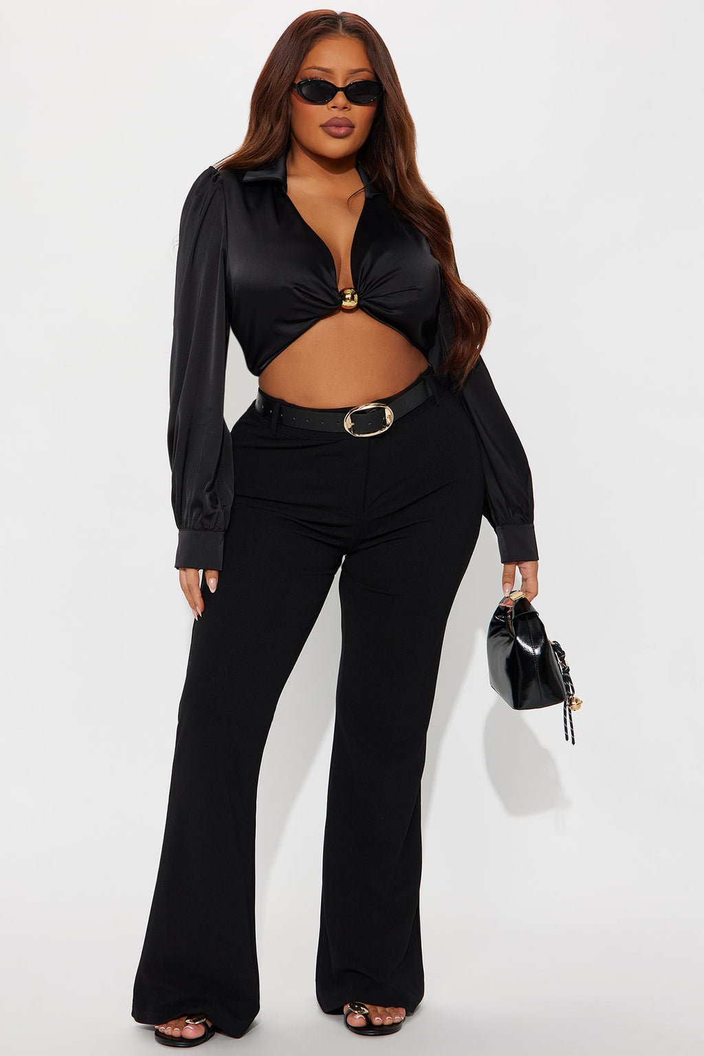 Zulema Crepe Flare Pant - Black