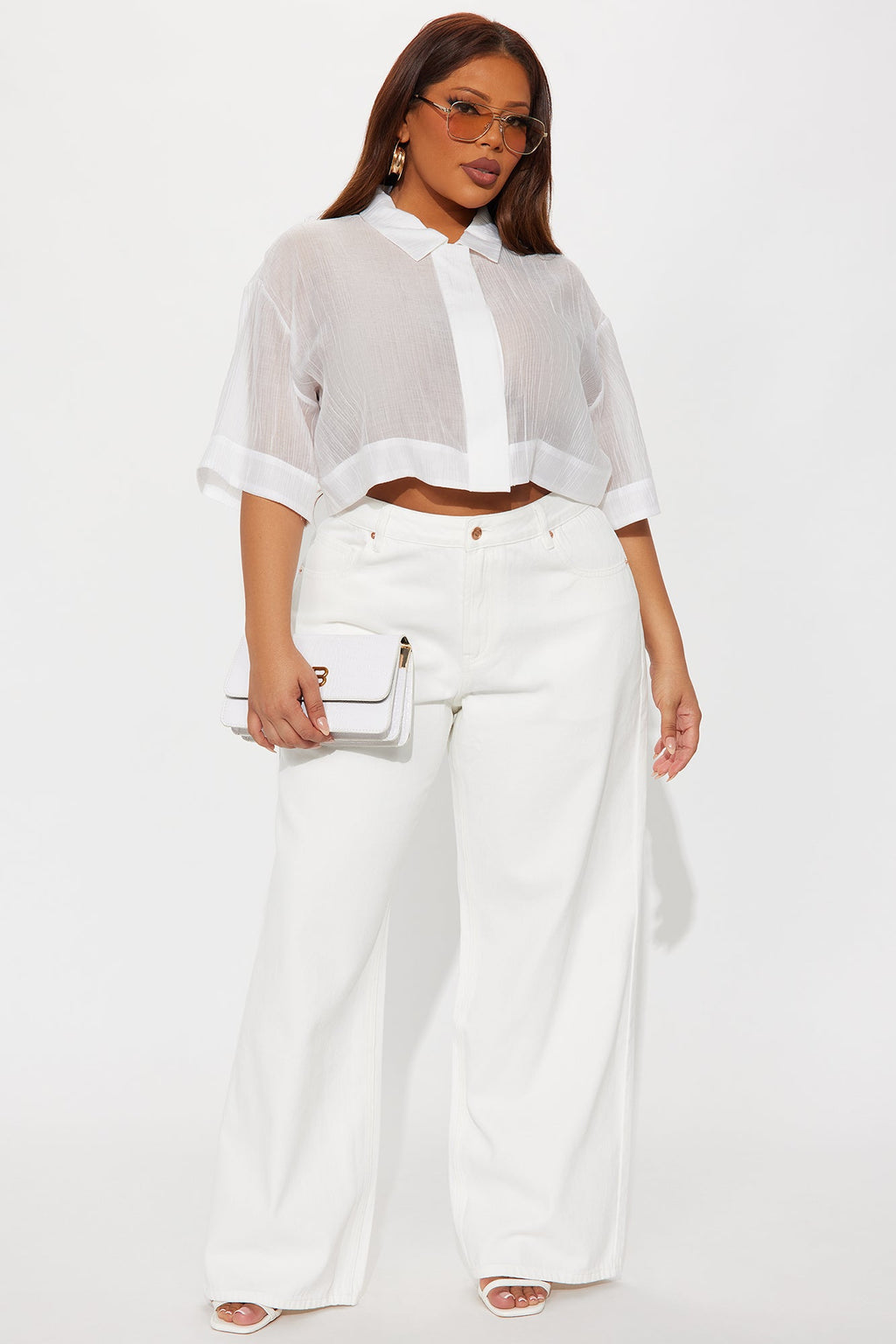 Virtue And Vice Wide Leg Baggy Jeans - White