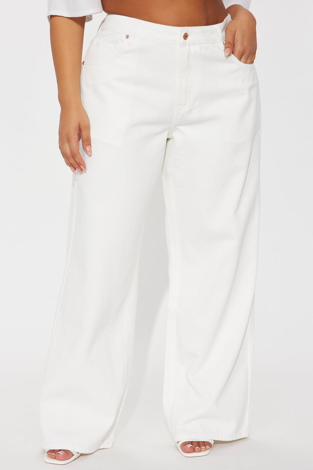 Virtue And Vice Wide Leg Baggy Jeans - White