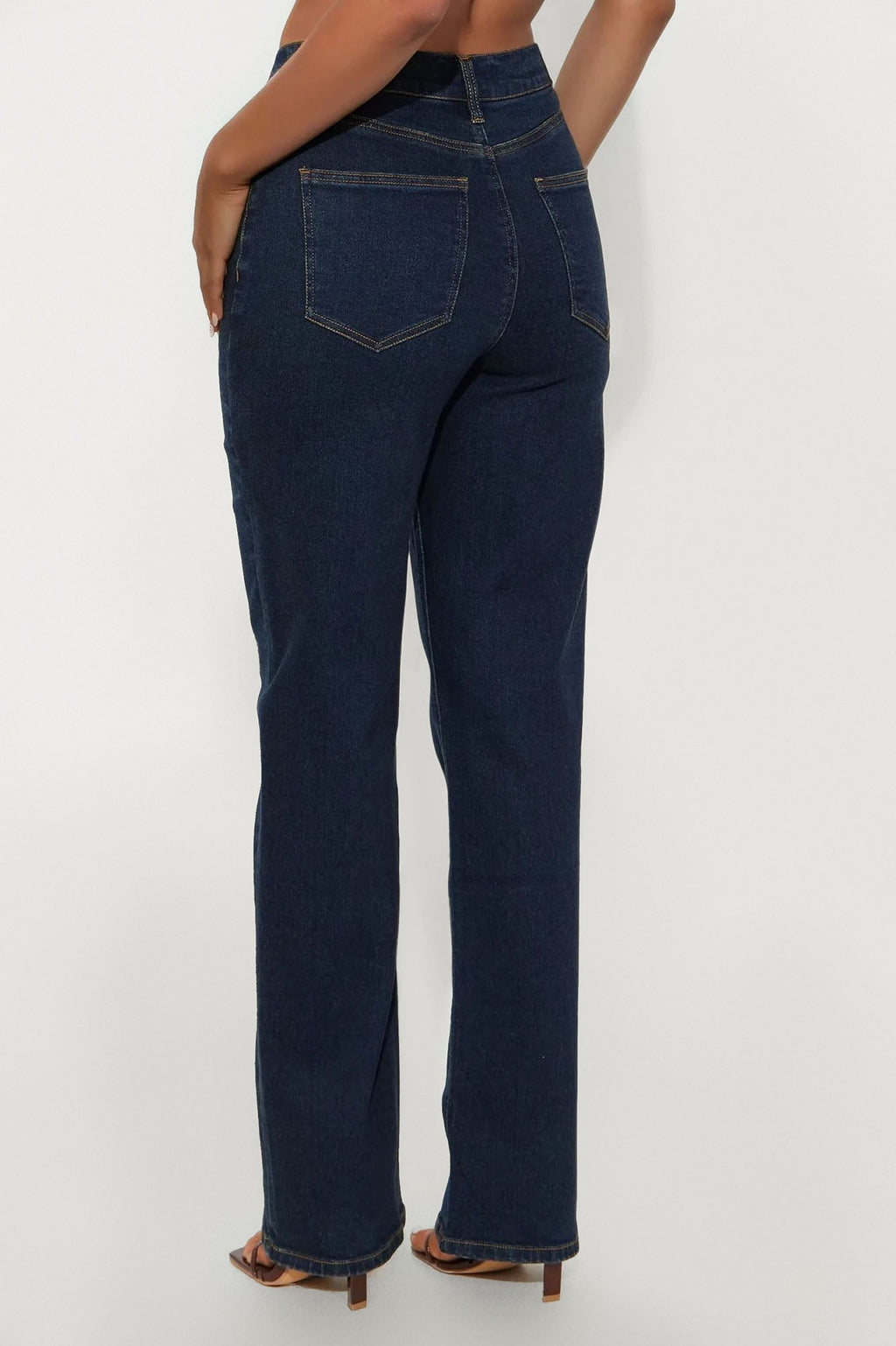 In Sync Stretch Crossover Straight Leg Jeans - Dark Denim