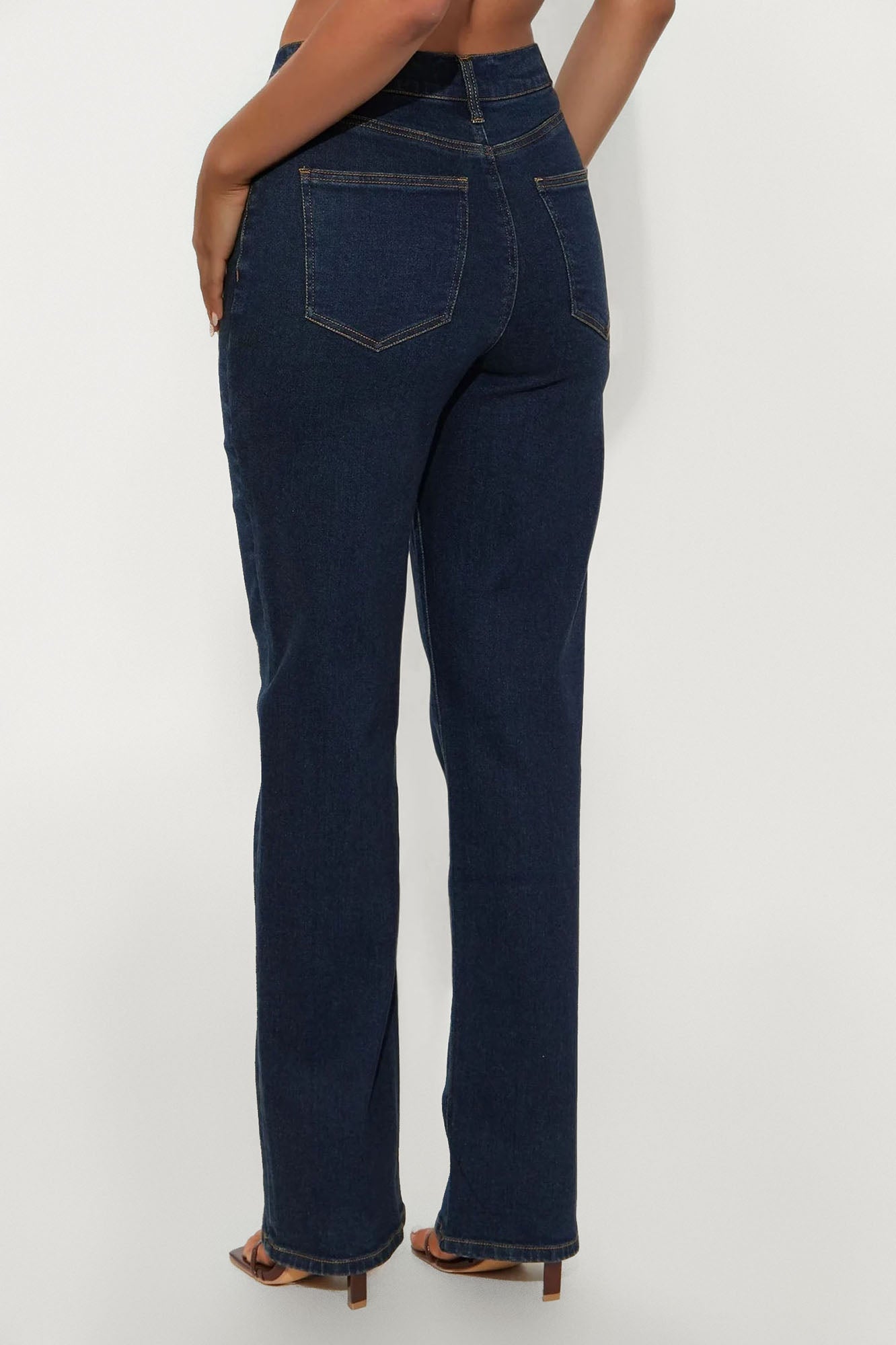 In Sync Stretch Crossover Straight Leg Jeans - Dark Denim