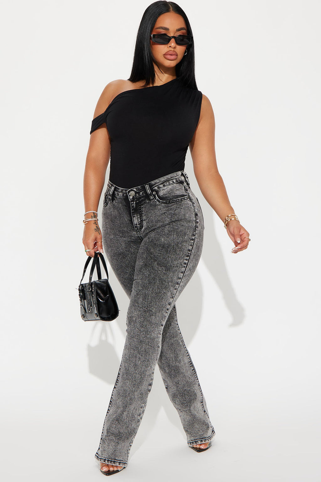 Flex Game Soft Stretch Bootcut Jeans - Acid Wash Black