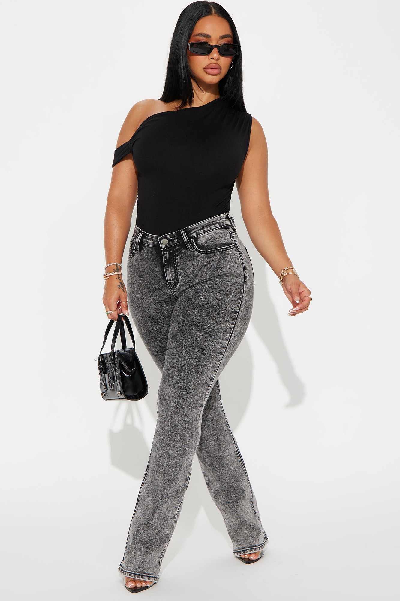 Flex Game Soft Stretch Bootcut Jeans - Acid Wash Black