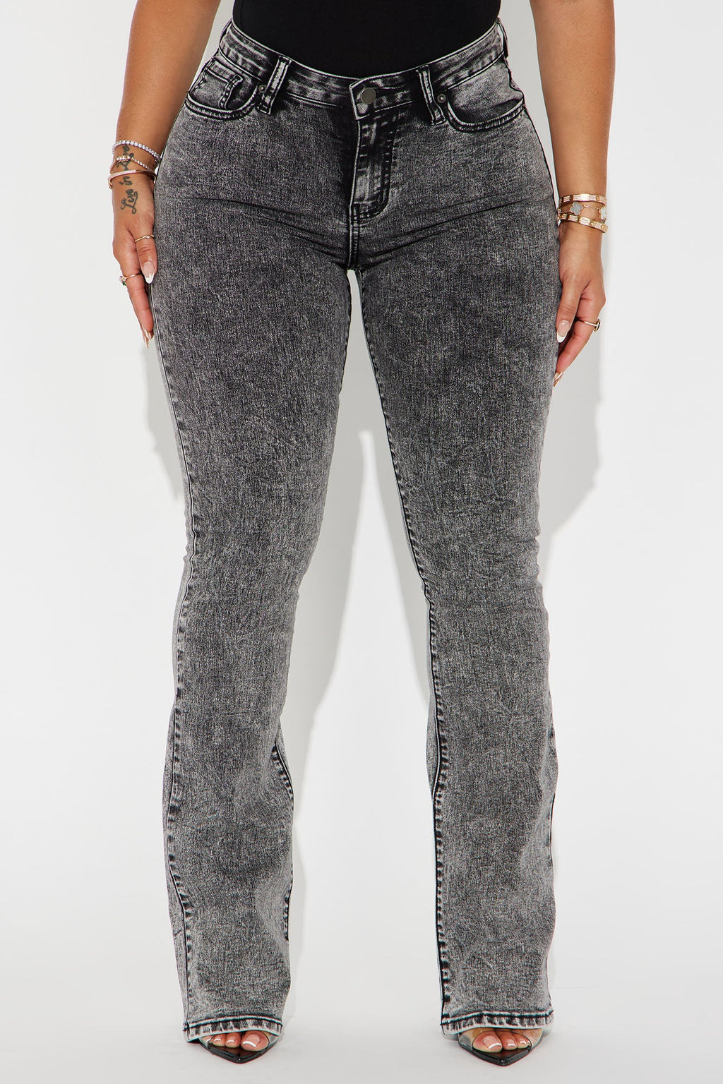 Flex Game Soft Stretch Bootcut Jeans - Acid Wash Black