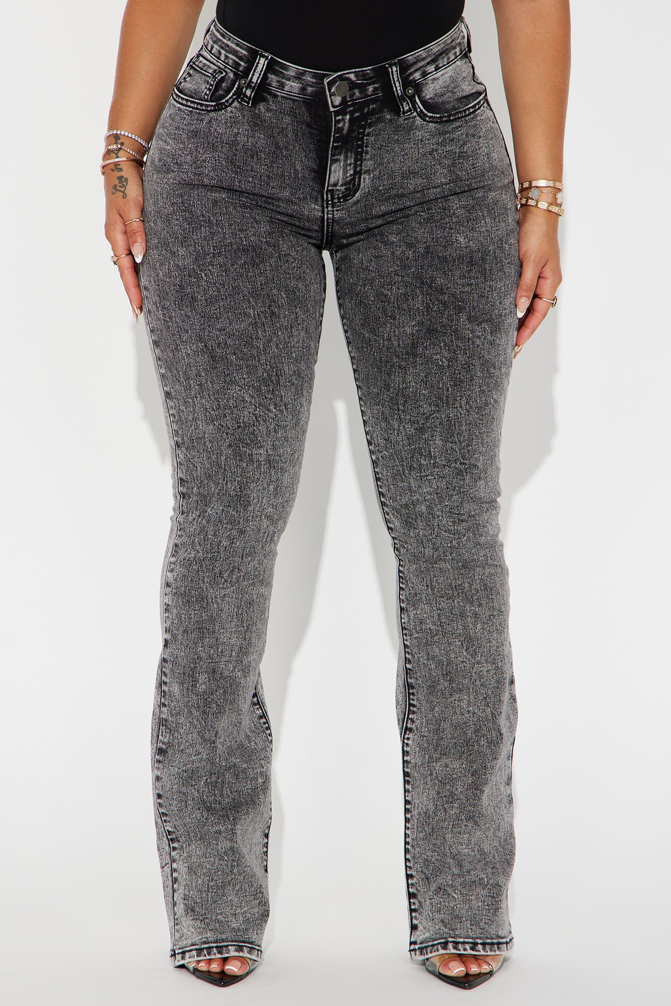 Flex Game Soft Stretch Bootcut Jeans - Acid Wash Black