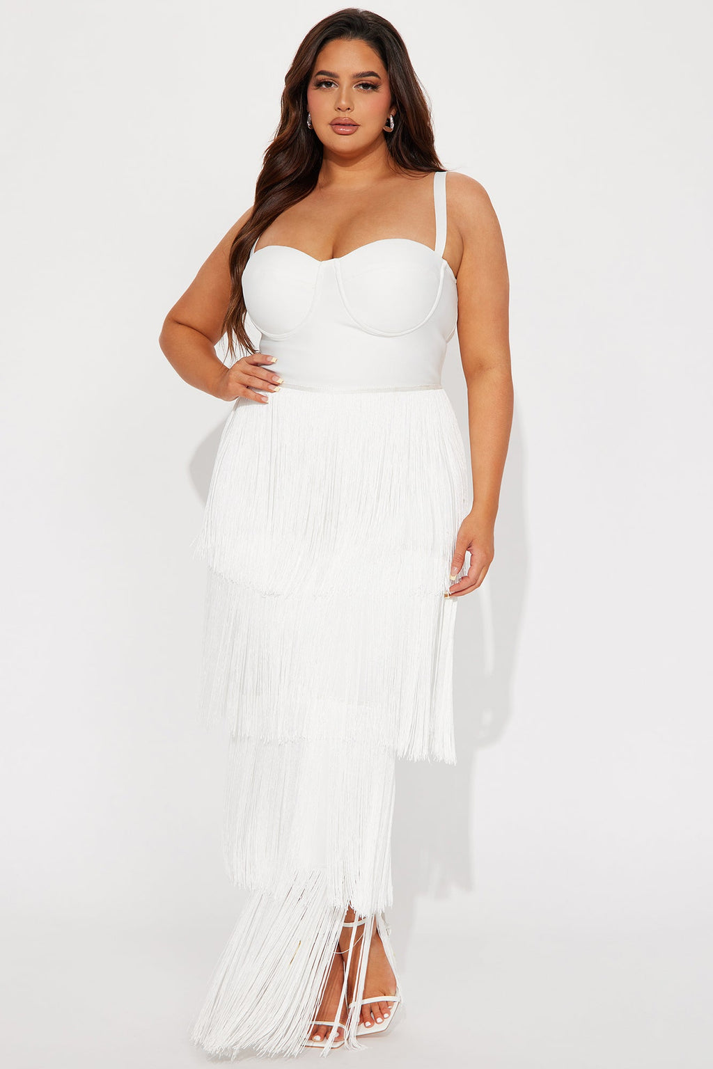 Faye Bandage Fringe Maxi Dress - White