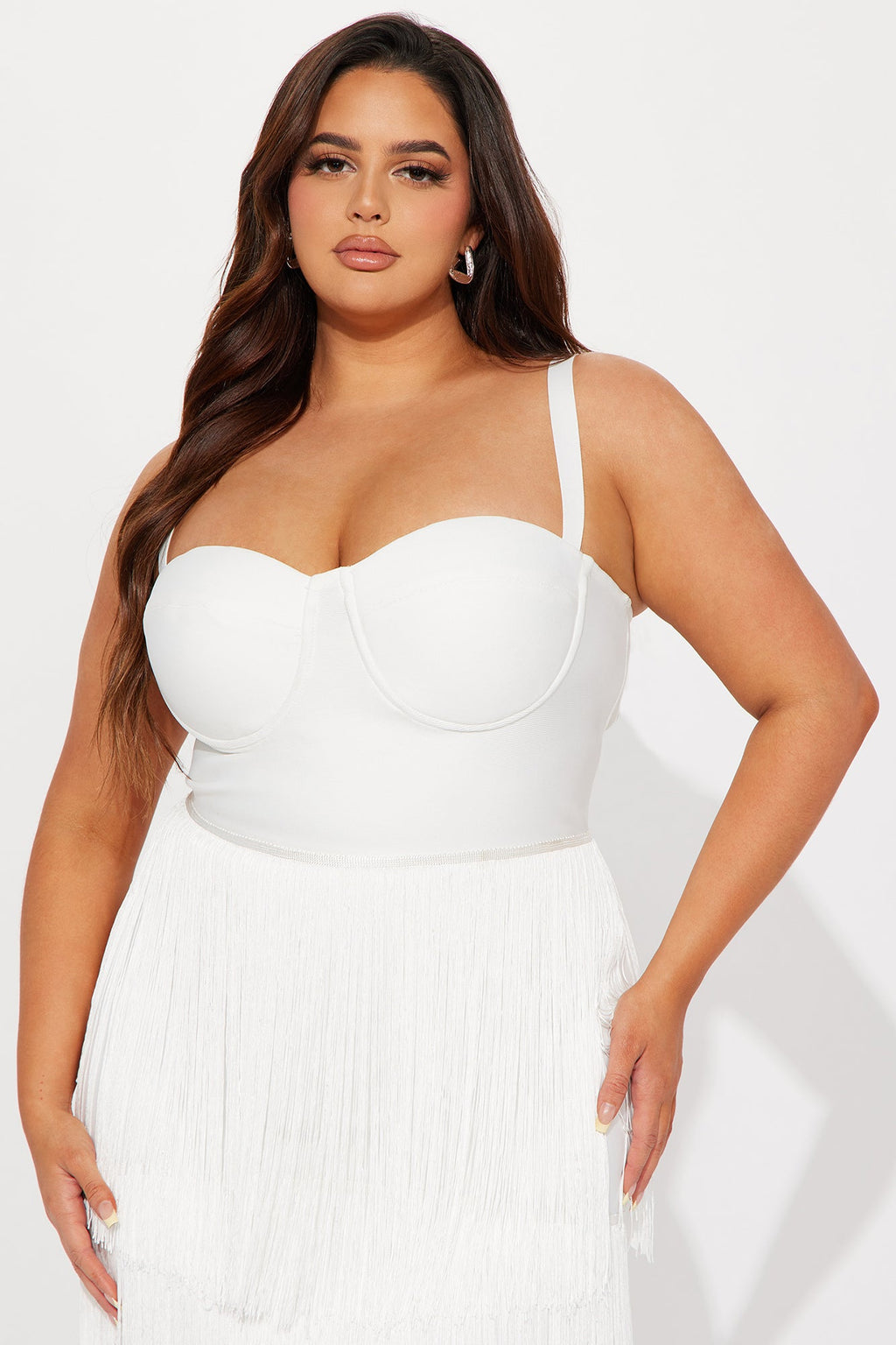 Faye Bandage Fringe Maxi Dress - White