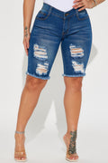 Against All Odds Bermuda Shorts - Medium Blue Wash