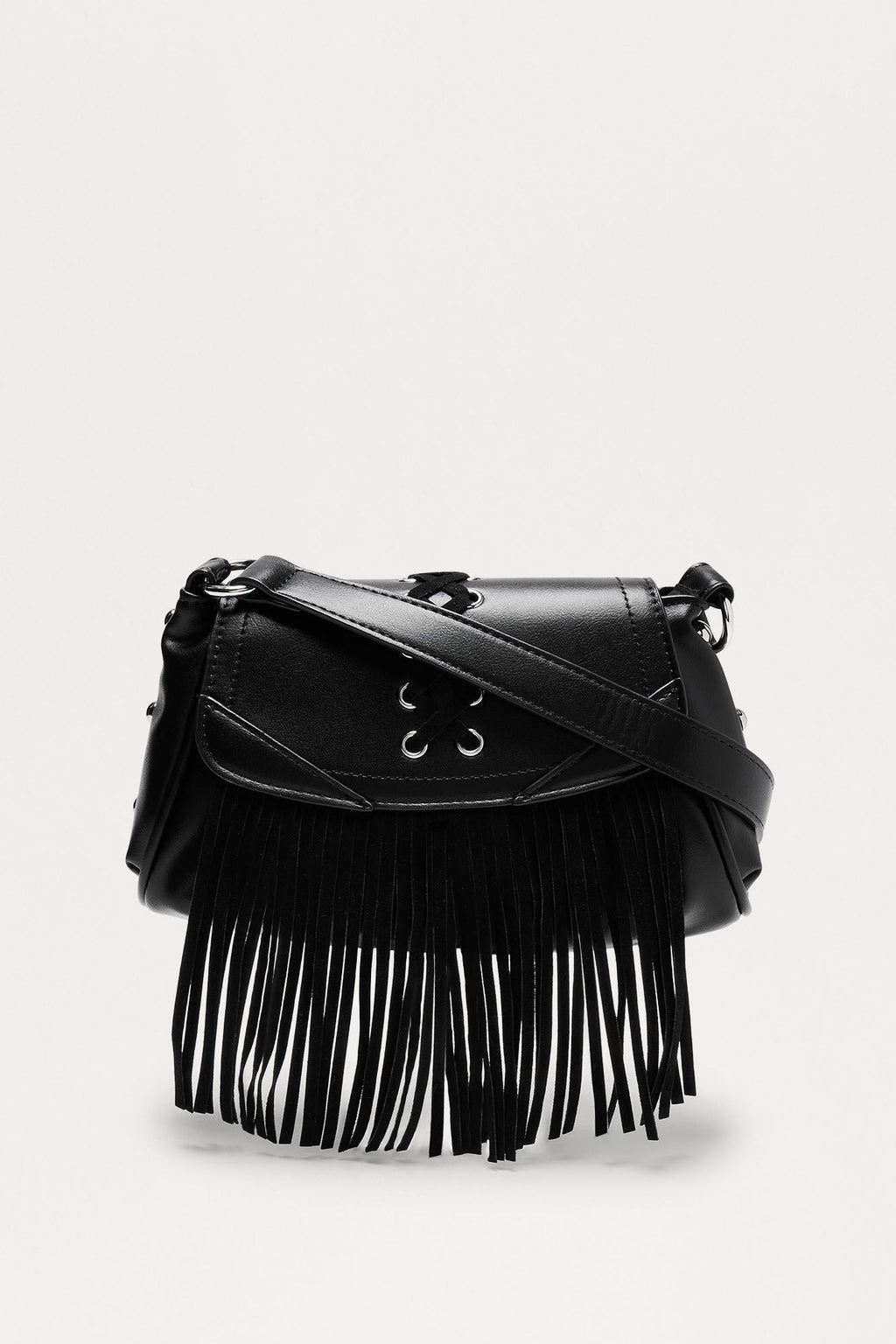 No Stylist Fringe Shoulder Bag - Black
