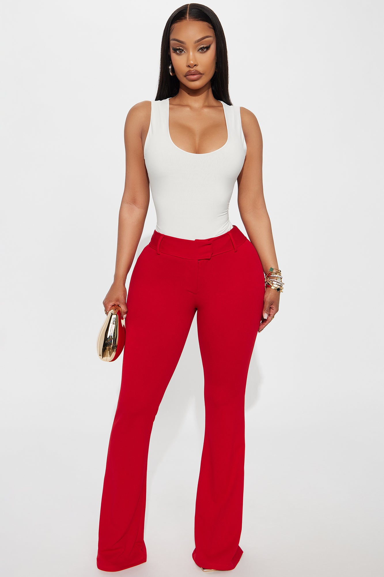Zulema Crepe Flare Pant - Red