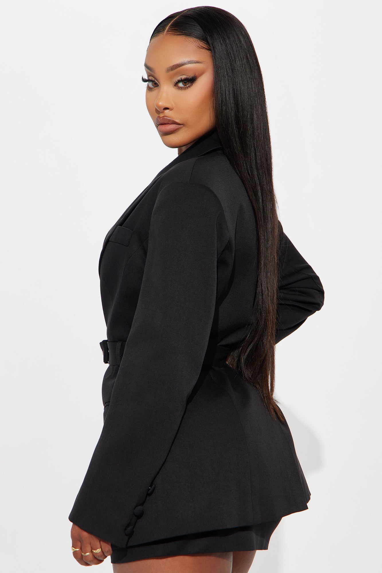 Elaine Hourglass Belted Blazer - Black