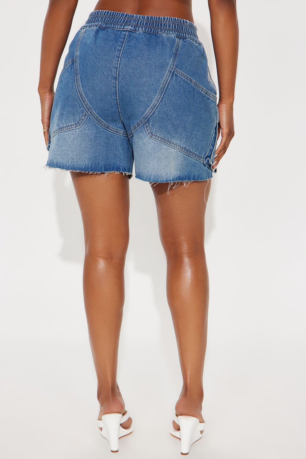 Easy Vibe Cargo Cut Off Denim Shorts - Medium Wash