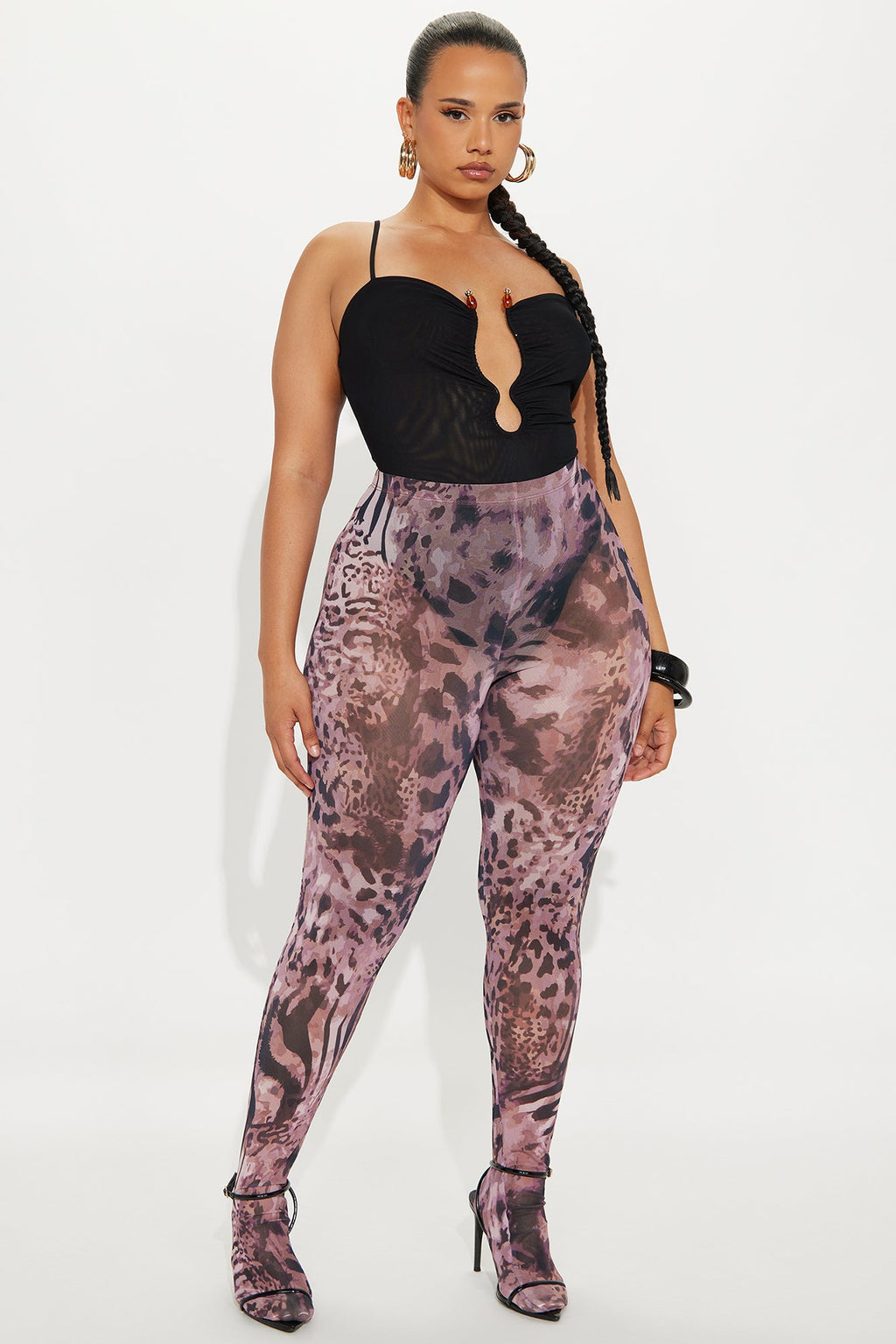 Untamed Leopard Mesh Footed Legging - Brown/combo