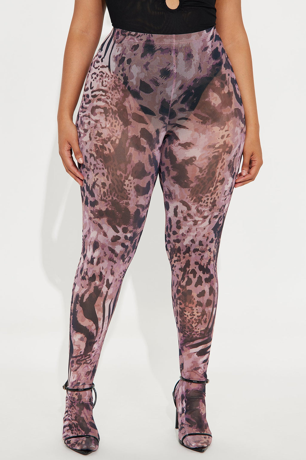 Untamed Leopard Mesh Footed Legging - Brown/combo