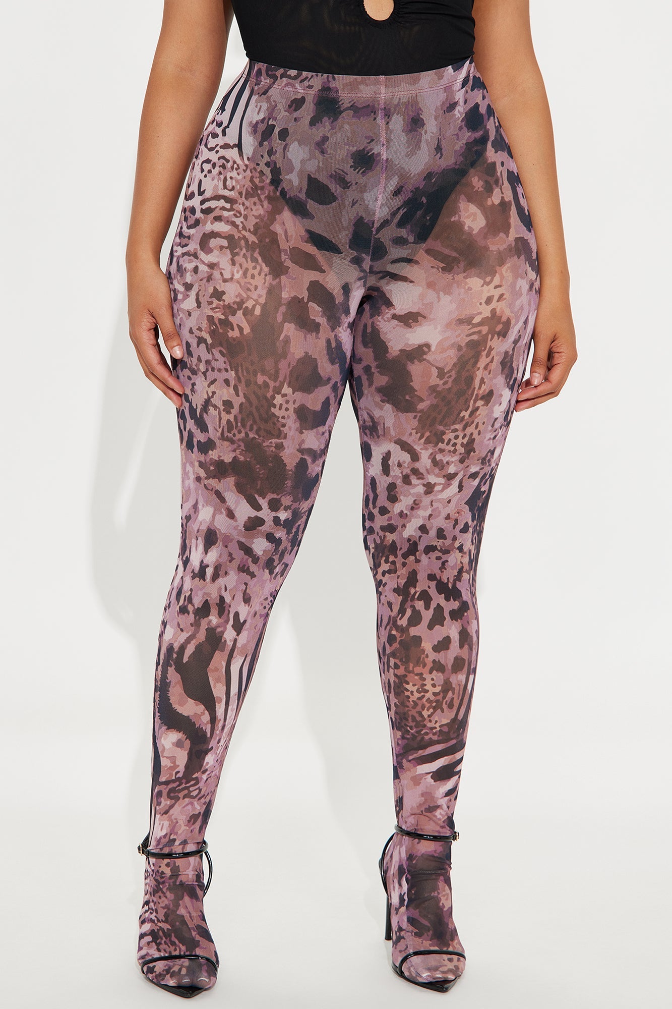 Untamed Leopard Mesh Footed Legging - Brown/combo