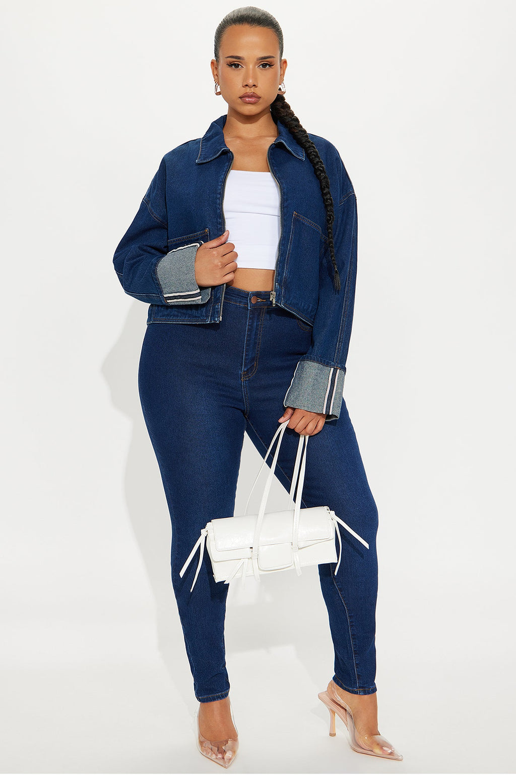 Adrian Cuffed Denim Jacket - Rinse Blue Wash