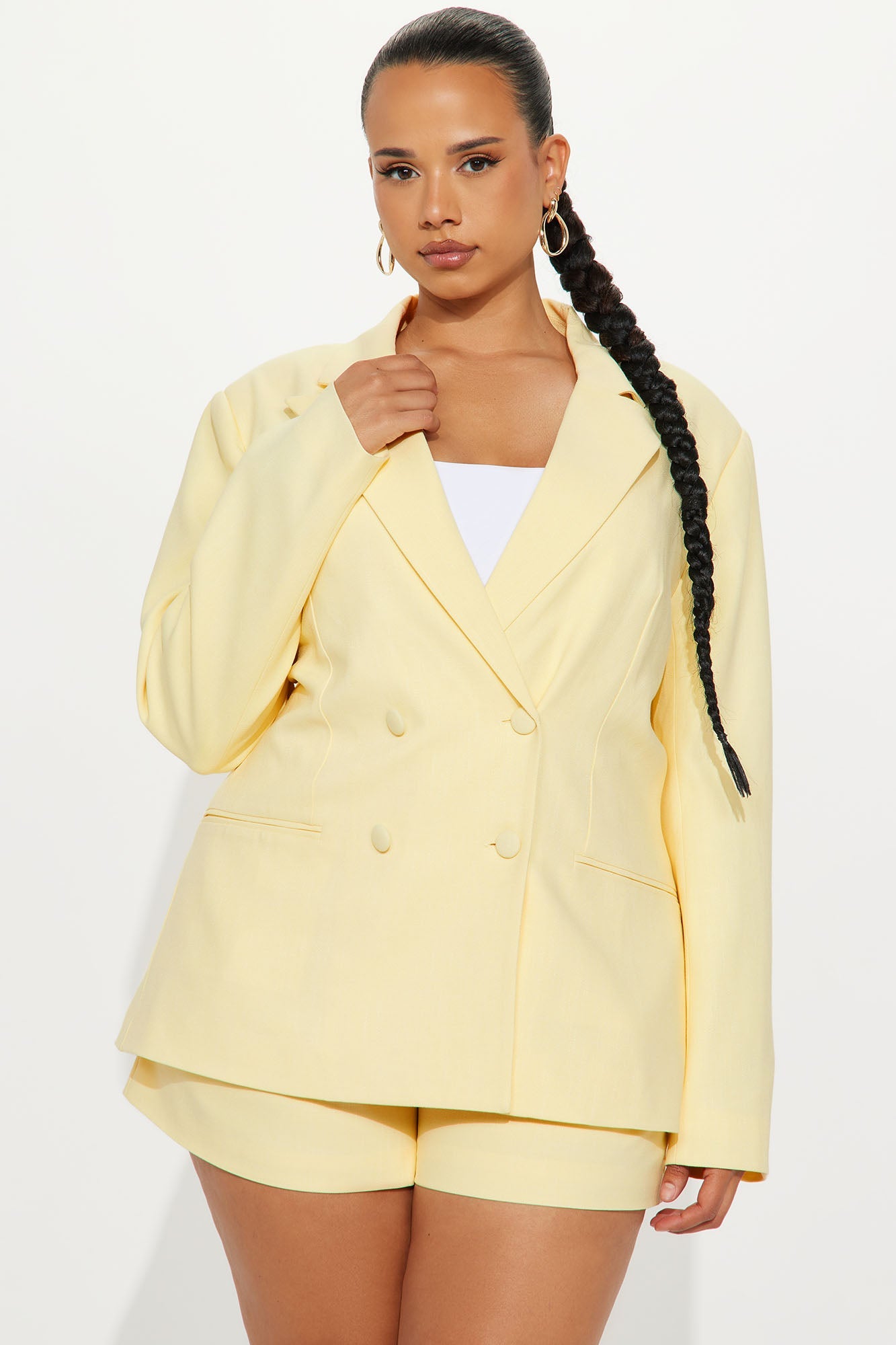 Anya Double Breasted Blazer - Butter Yellow