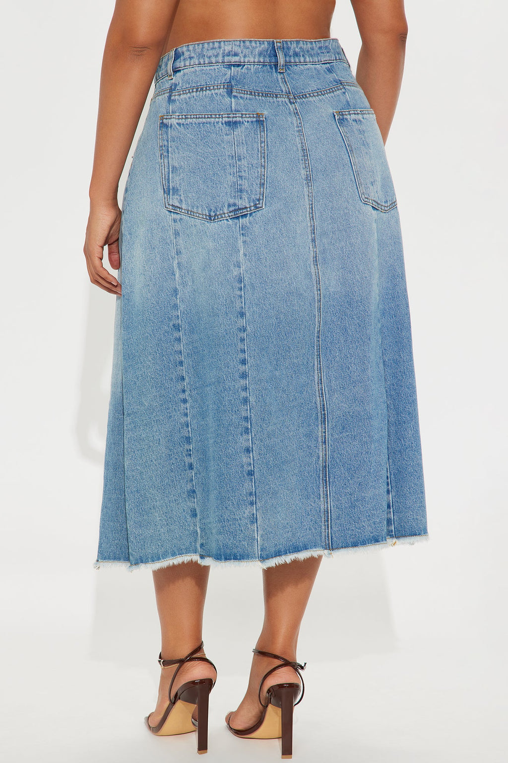 Sammy Denim Pleated Midi Skirt - Medium Wash