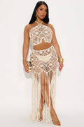 Kyhra Crochet Skirt Set - Natural