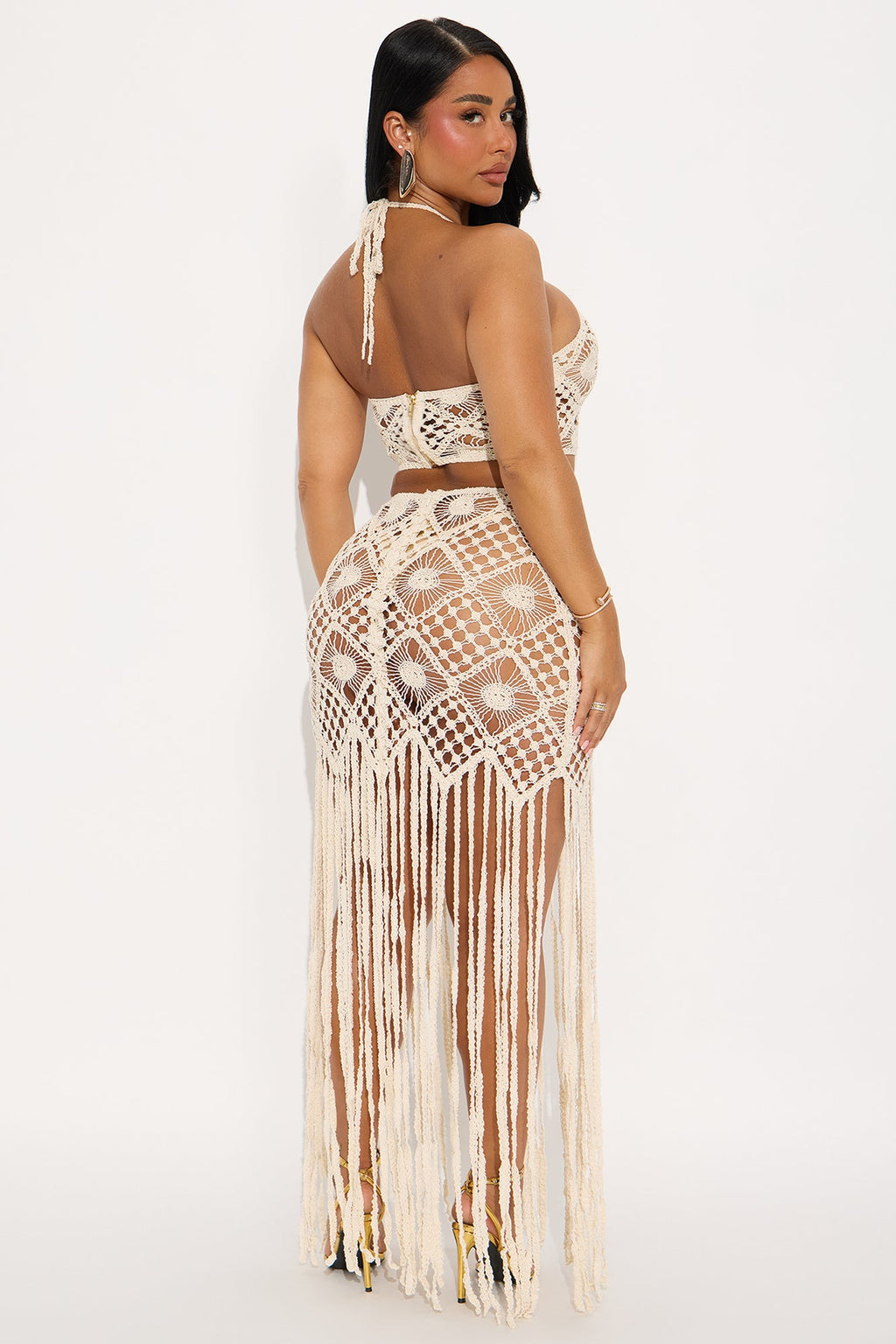 Kyhra Crochet Skirt Set - Natural