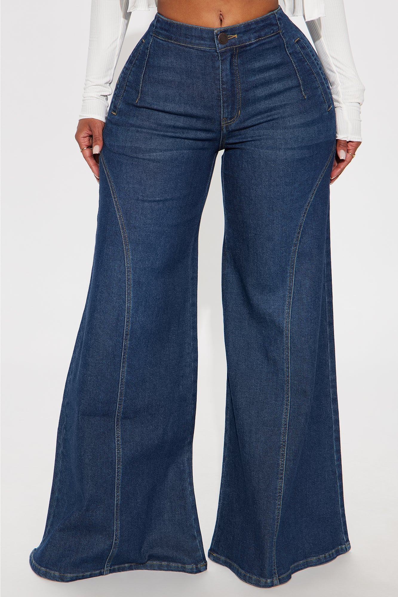 Verinique Mid Rise Wide Leg Denim Jeans - Dark Wash