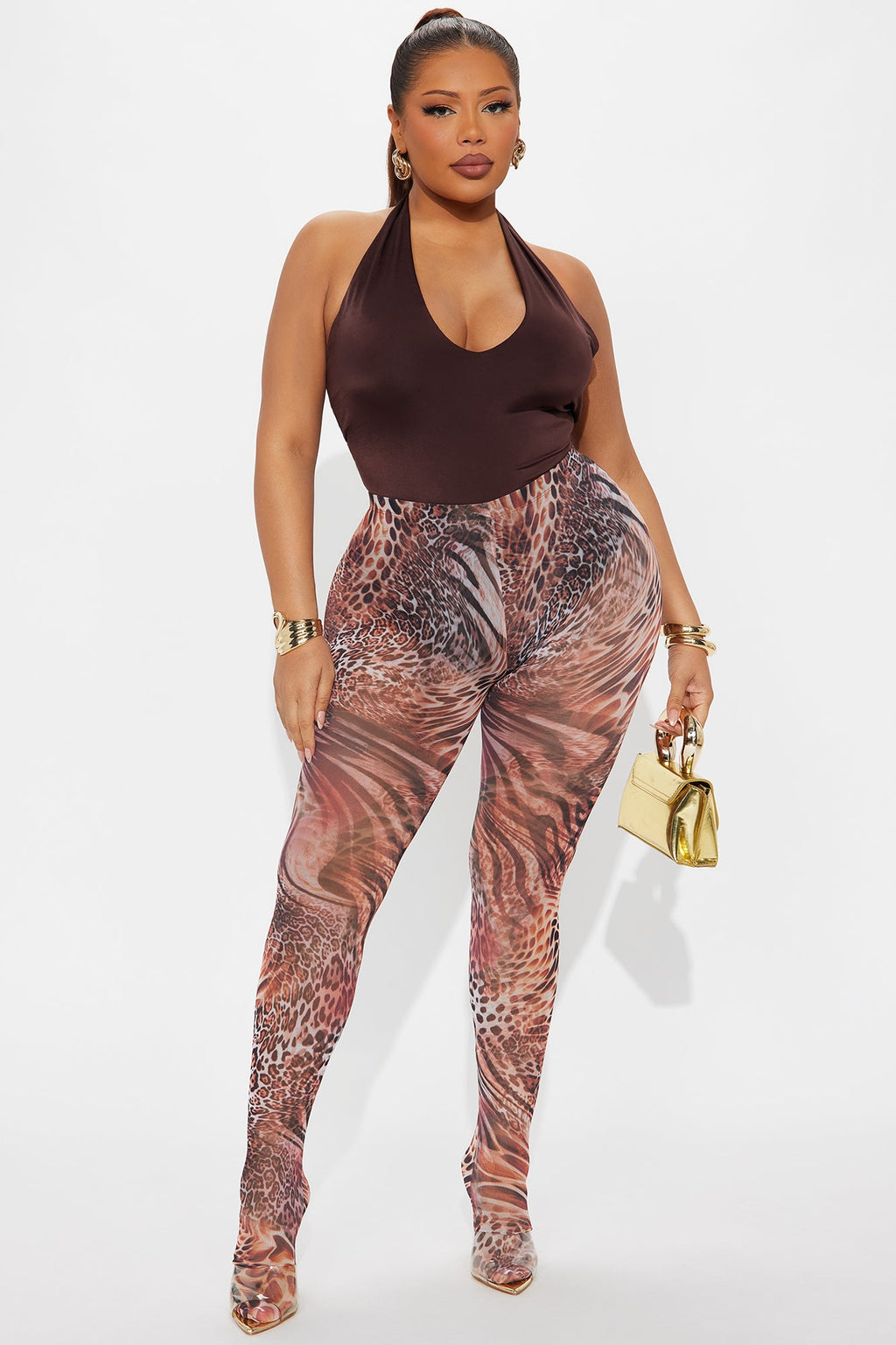 Fierce Attitude Leopard Mesh Footed Legging - Leopard