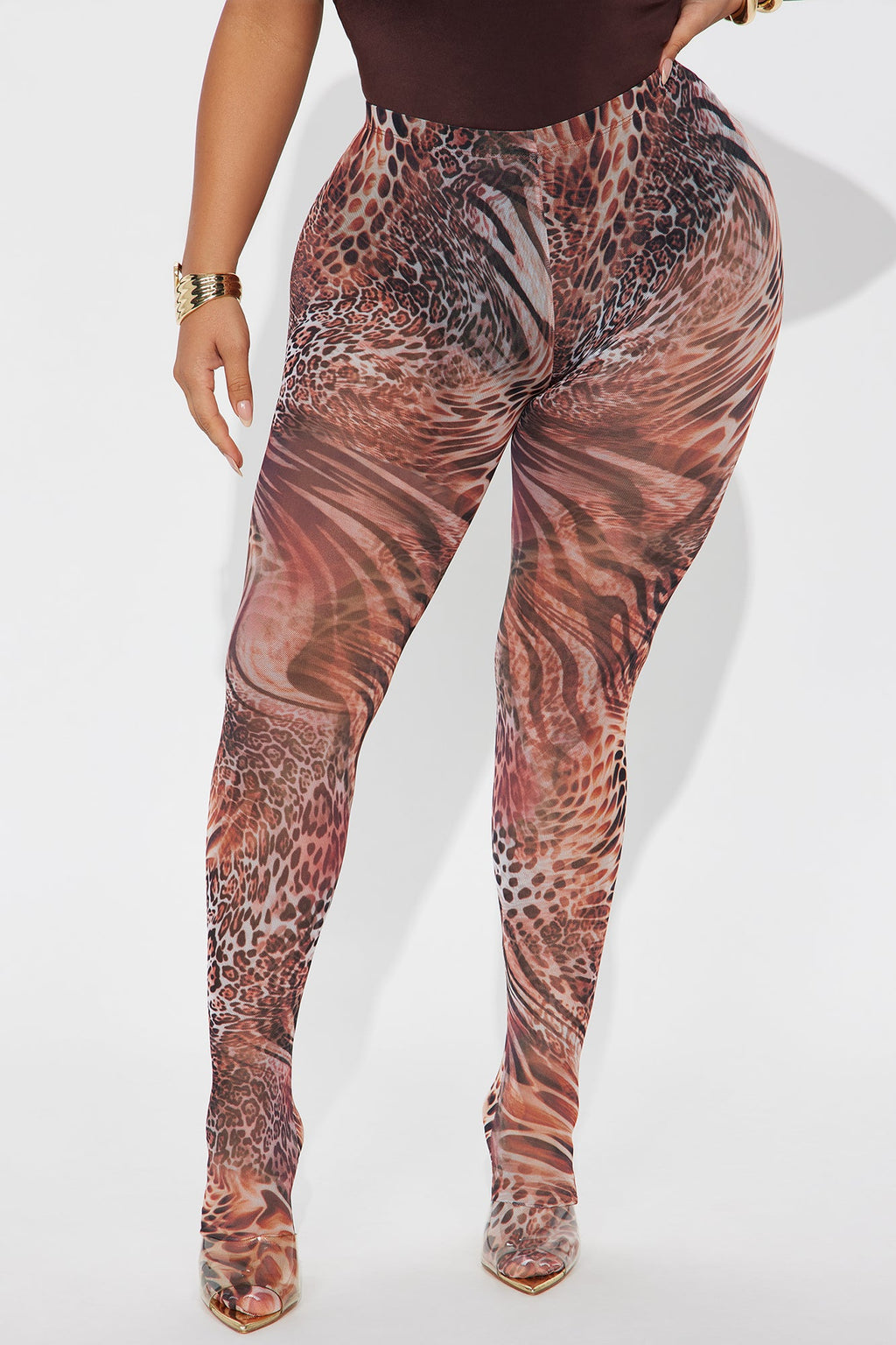 Fierce Attitude Leopard Mesh Footed Legging - Leopard