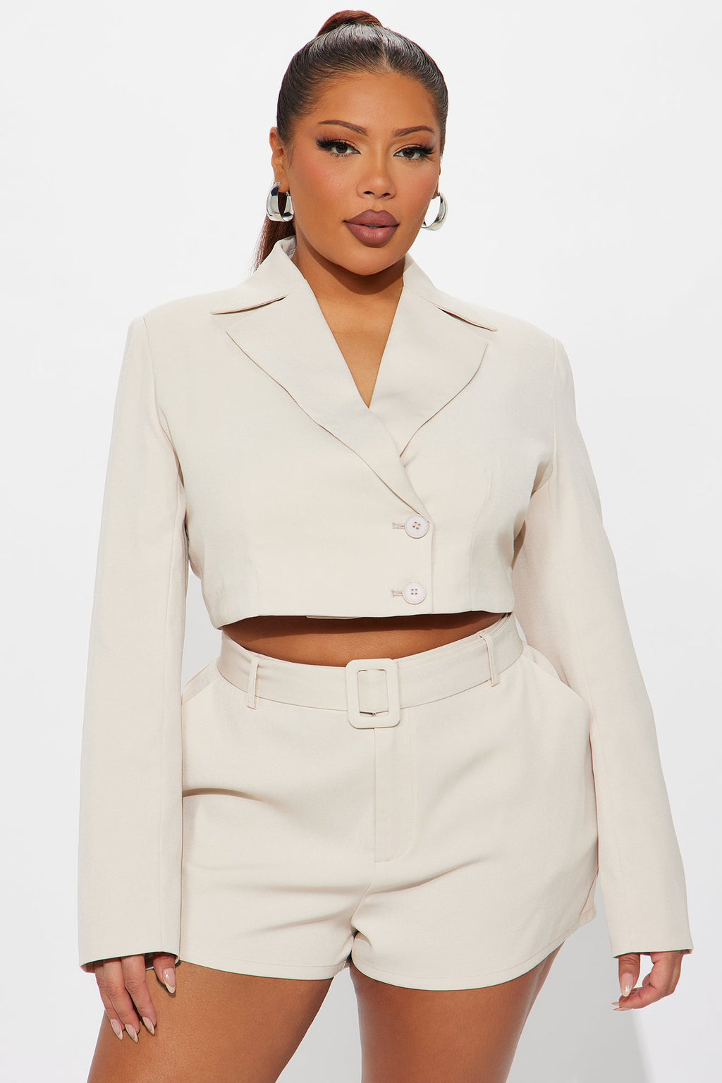 Pretty Business Cropped Blazer - Cream