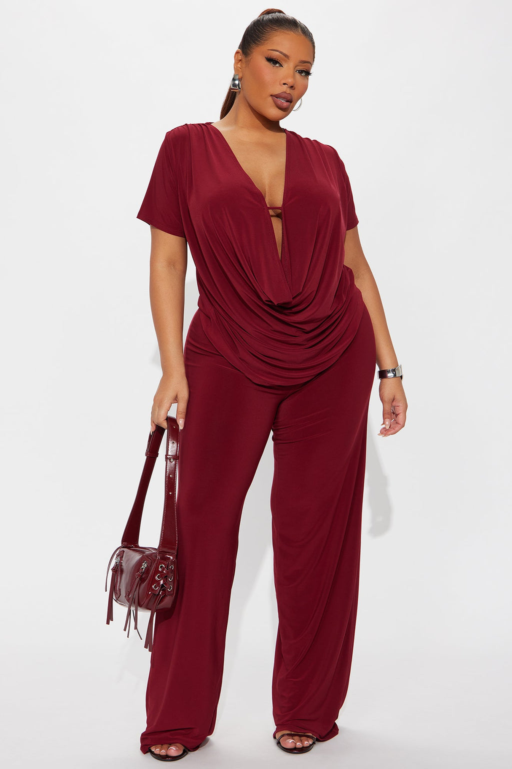 La Rosalinda Pant Set - Burgundy