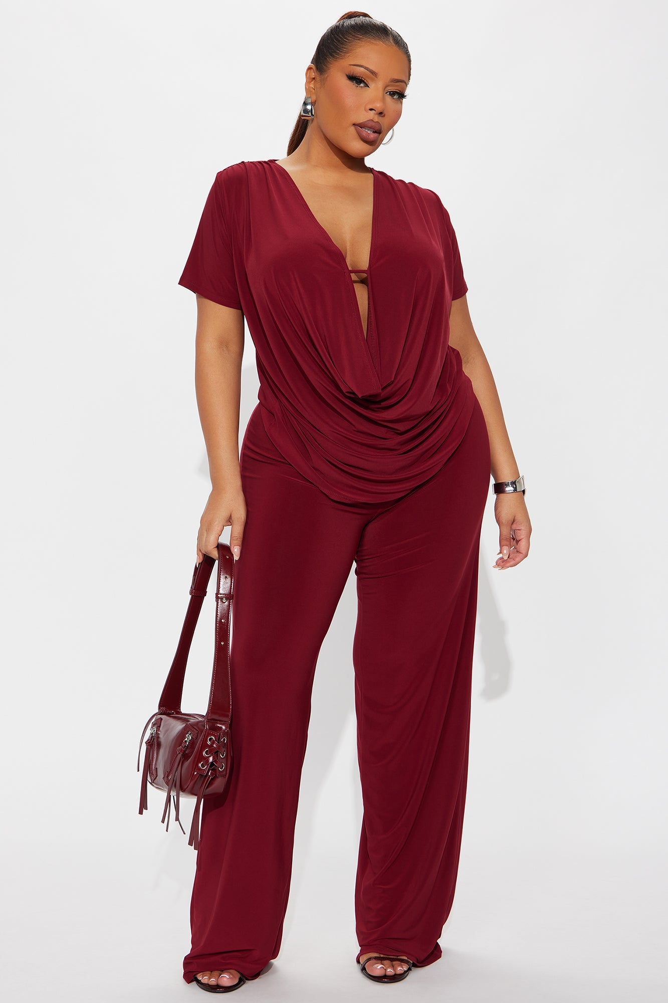 La Rosalinda Pant Set - Burgundy