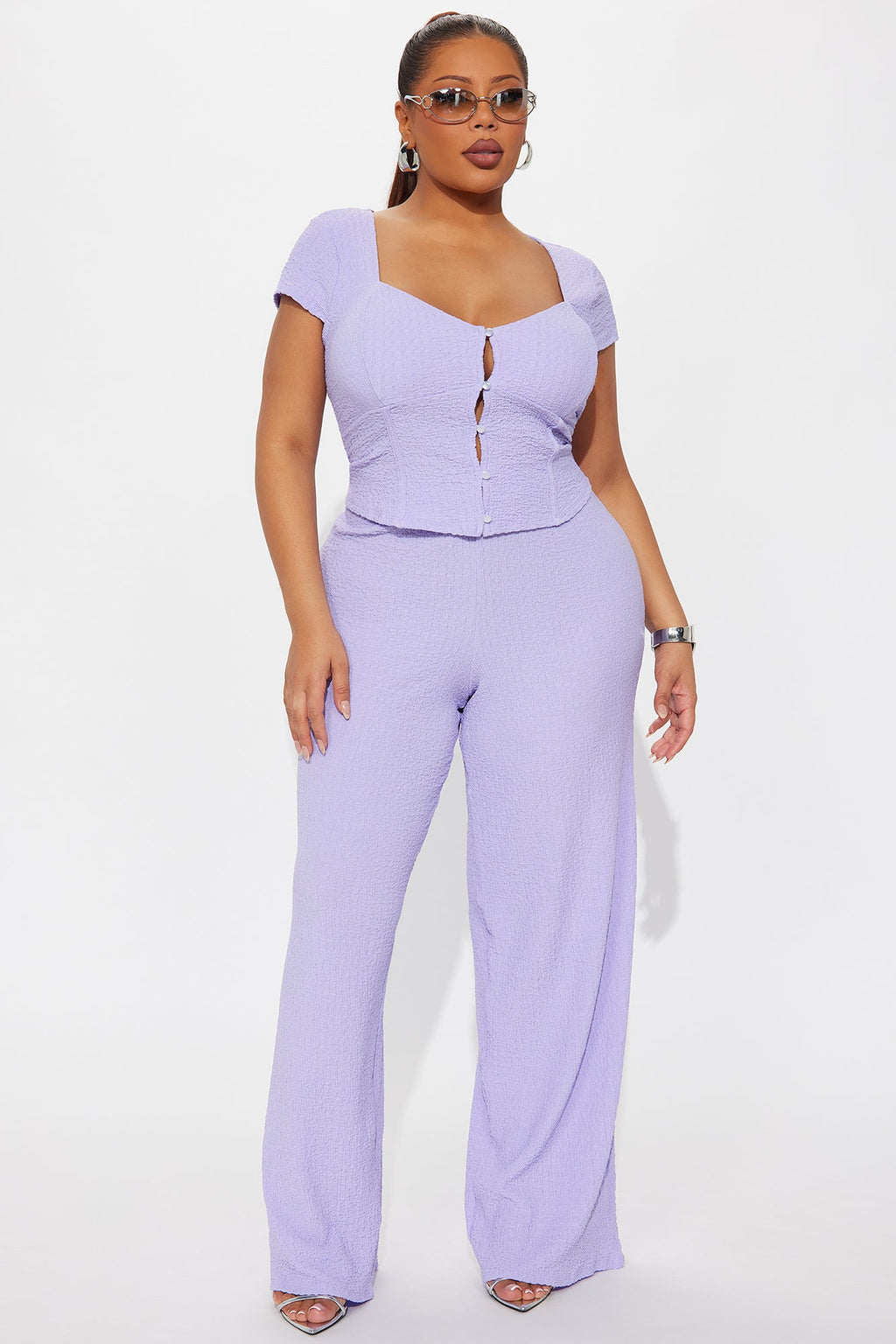 Tamaria Textured Pant Set - Purple