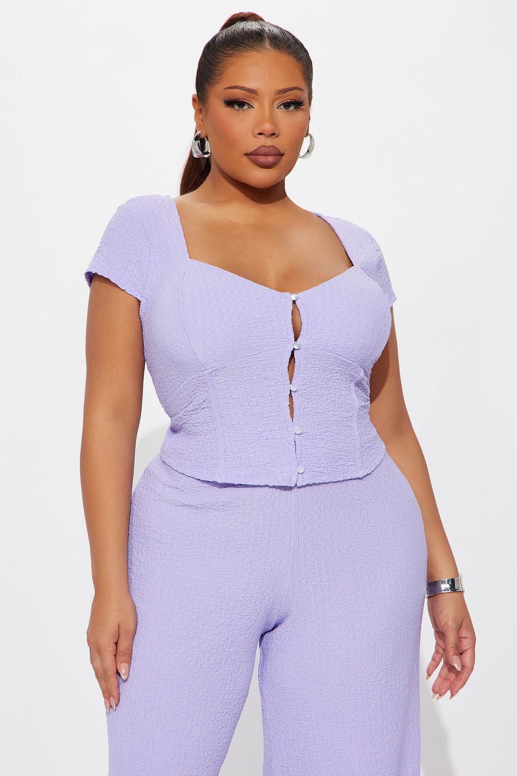 Tamaria Textured Pant Set - Purple
