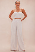 Deena Embellished Wide Leg Pant - Nude