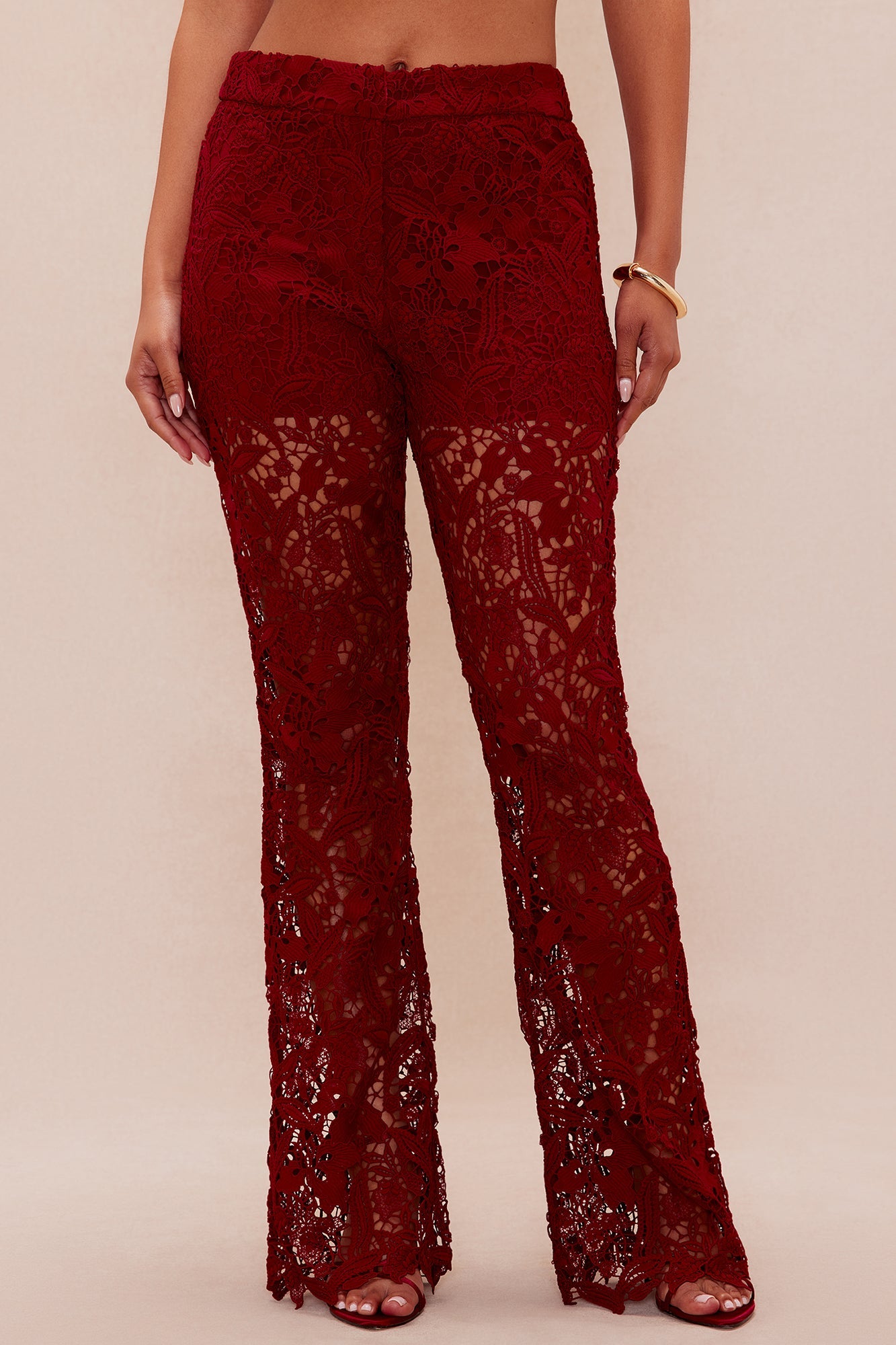 Brandi Lace Pant - Burgundy