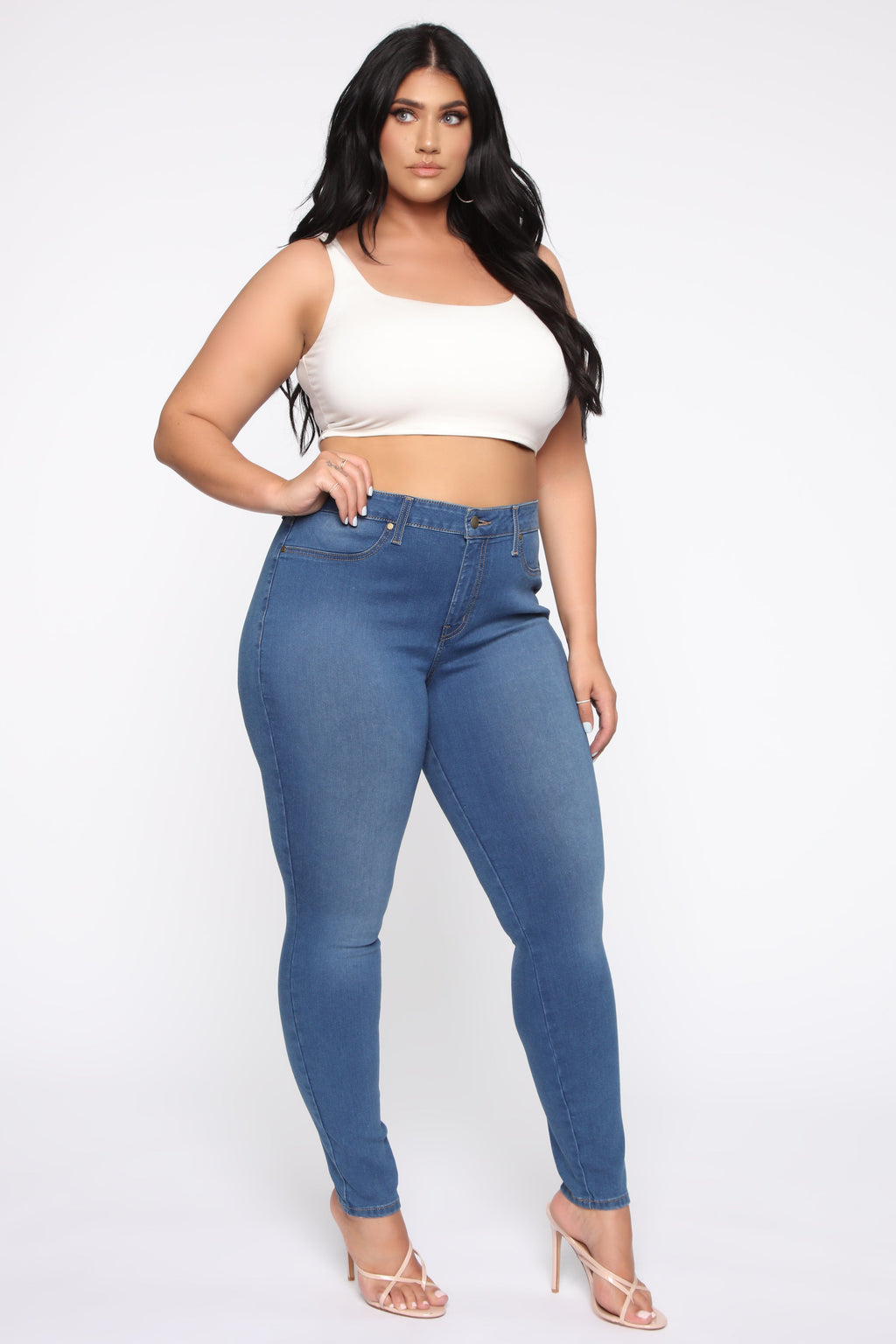 Flex Game Strong Mid Rise Skinny Jeans - Medium Blue Wash