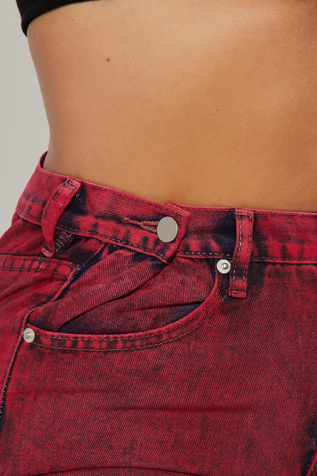 Red Hot Coated Wide Leg Jeans - Red