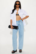Petite Winona 90's Wide Leg Jeans - Medium Blue Wash