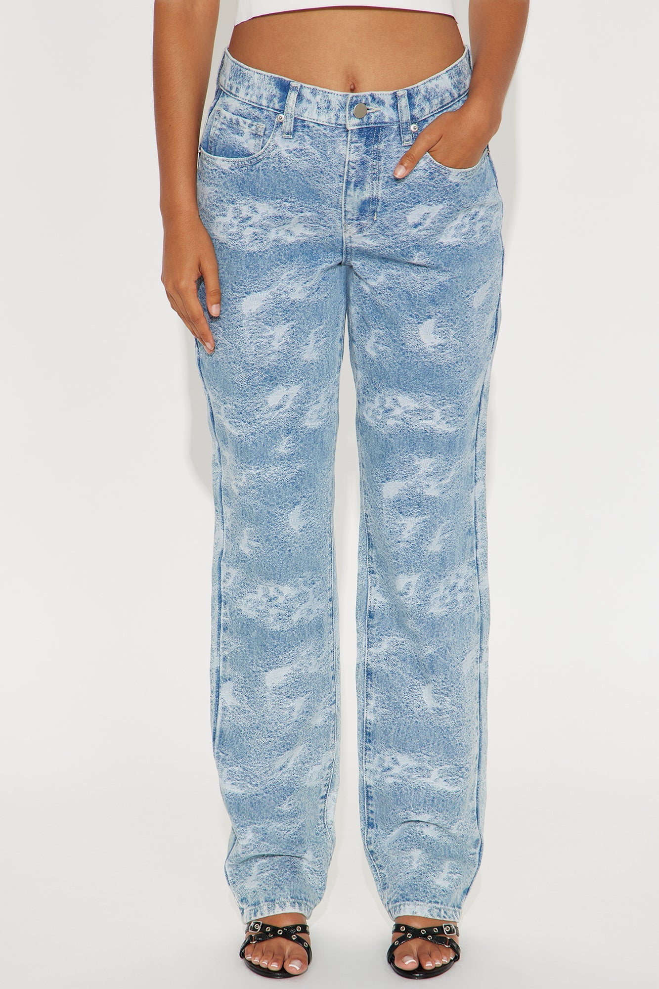 Juliana Jacquard Straight Leg Jeans - Light Wash