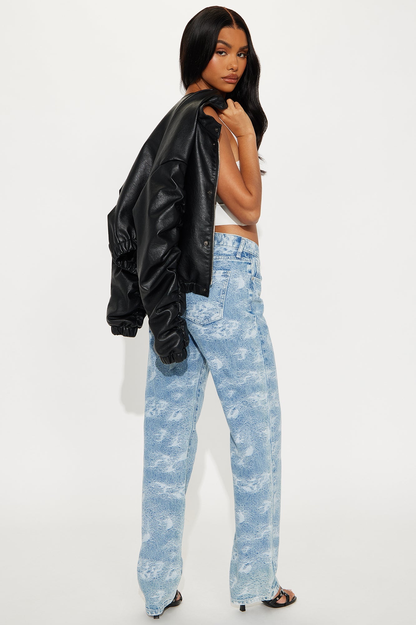 Juliana Jacquard Straight Leg Jeans - Light Wash