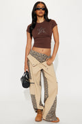On The Prowl Leopard Twill Wide Leg Pant - Brown/combo